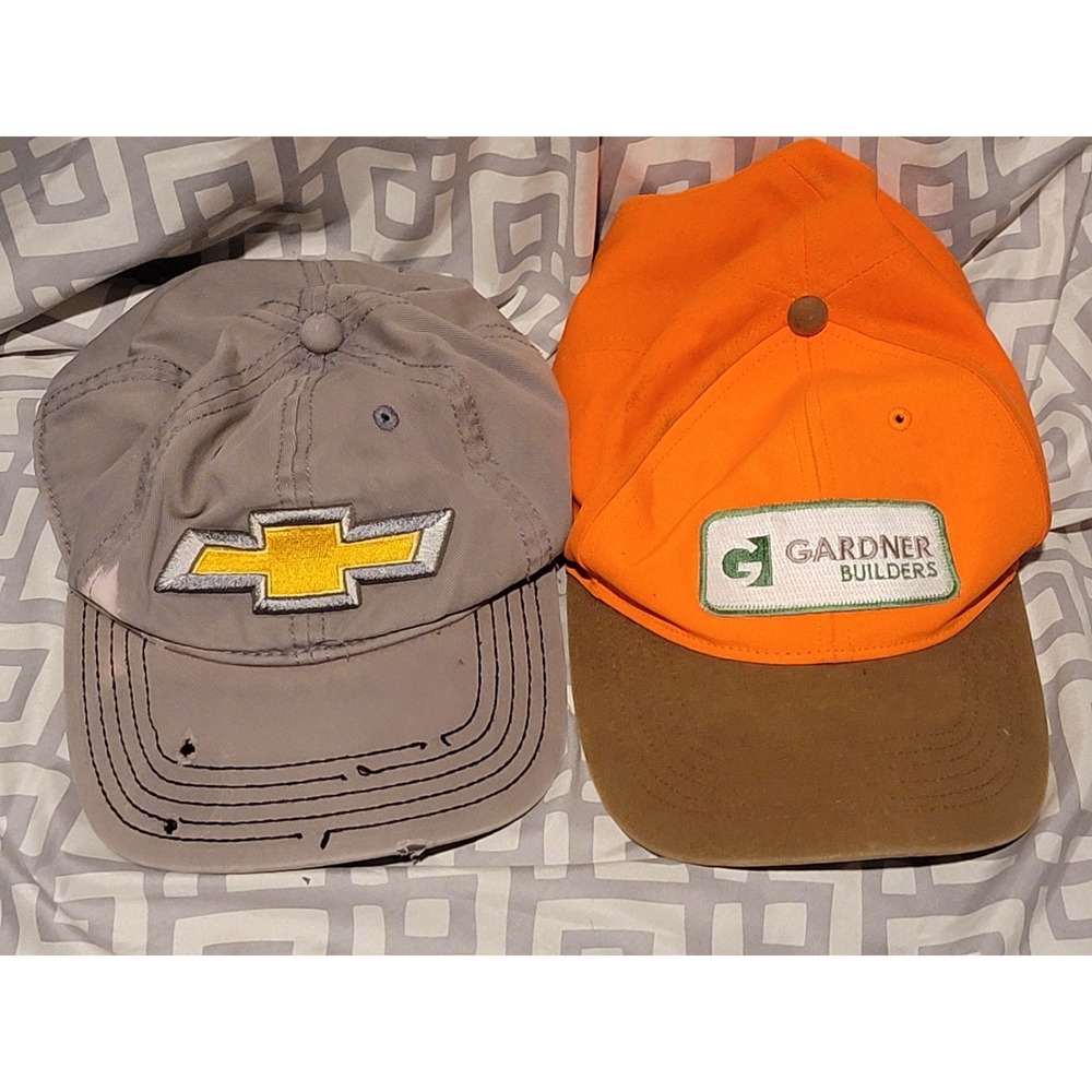 Lot 2 Snapback Hats Chevy Logo Gardner Builders Richardson Work Cap